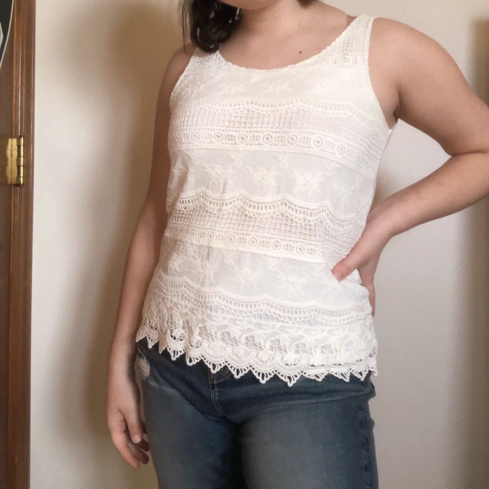 Pink Republic White Lace Tank Top